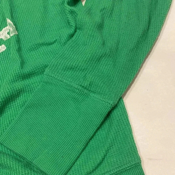 American Eagle Outfitters Vintage Ribbed Green Pullover Logo Front Crewneck S - Picture 4 of 7
